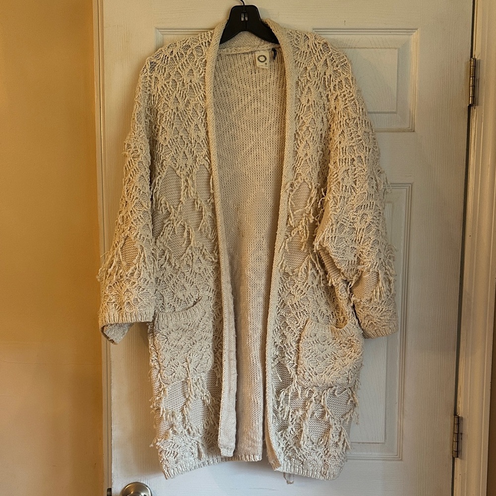 Elegant Cream Open-Front Cardigan